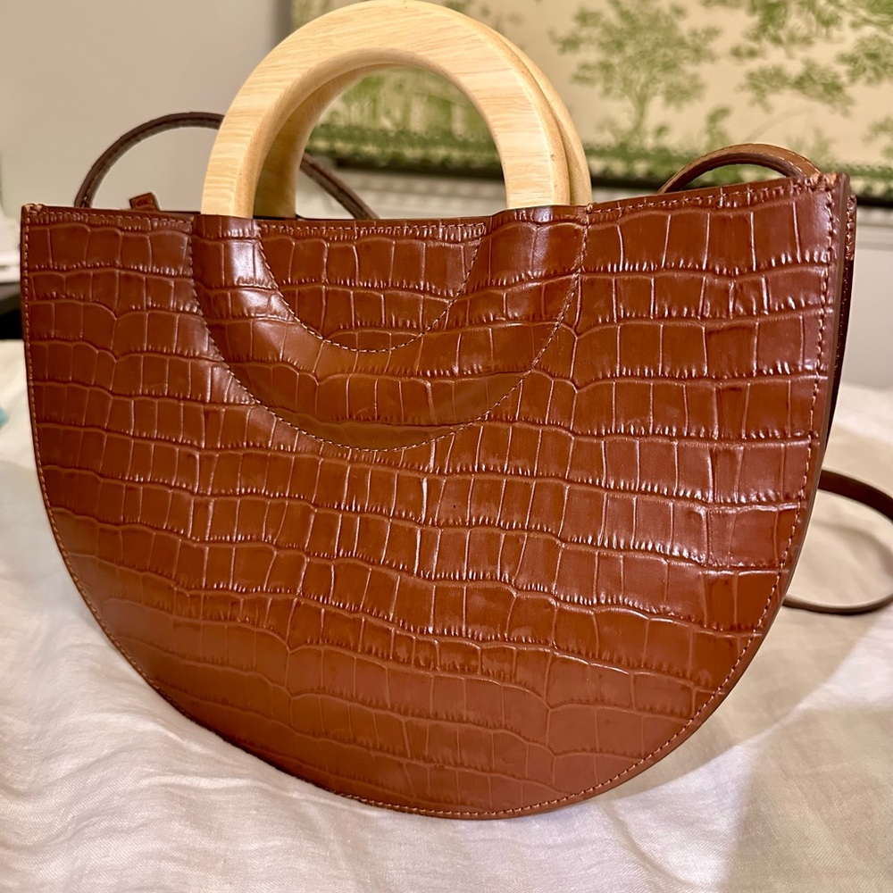 Sezane Ama Crocodile Handbag with Wooden Handle - Picture 3 of 6